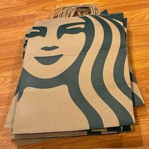 Starbucks Reusable Paper Shopping BROWN Bags lots of 15